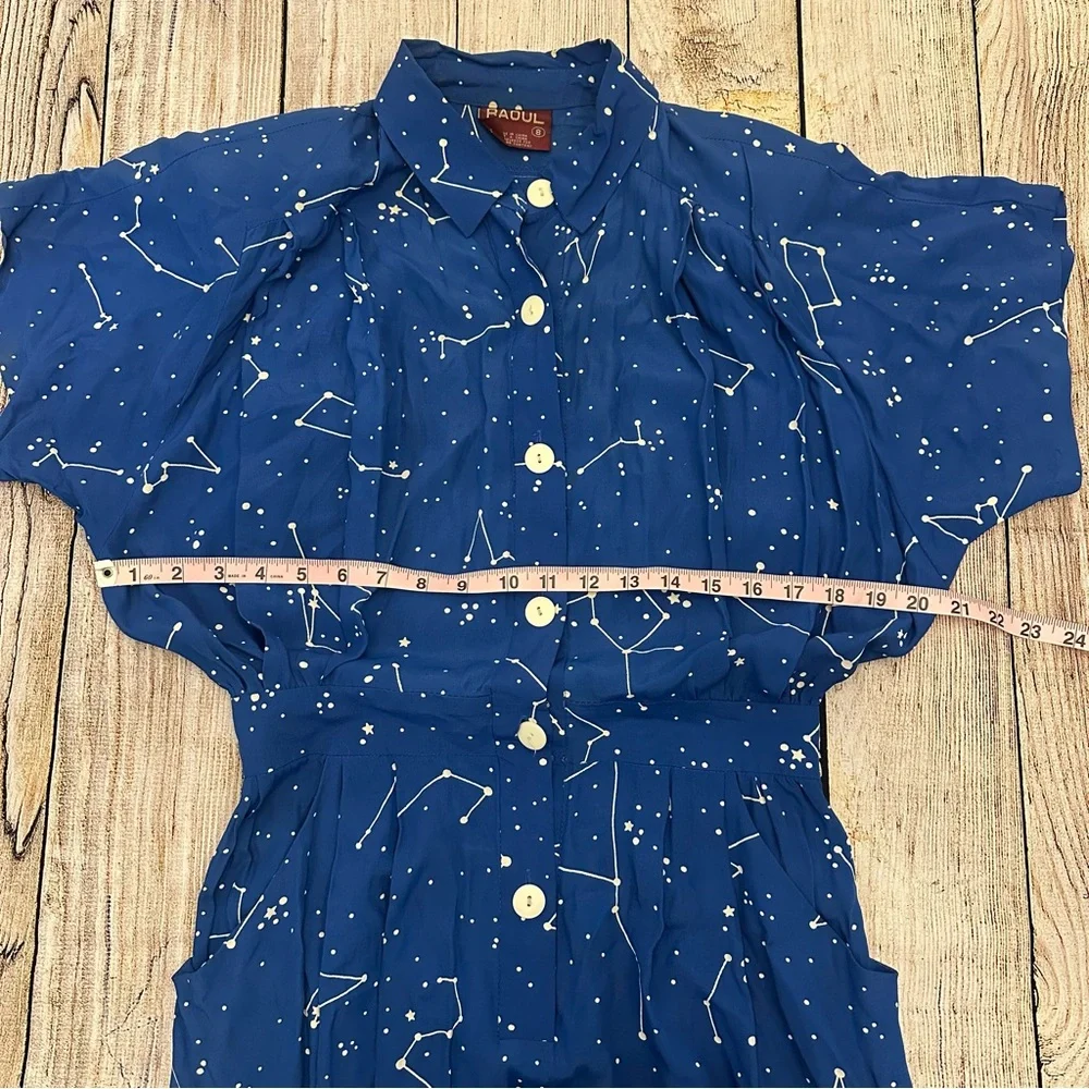 Vintage Raoul Constellation Blouson Dress Size 8 Small Pinup Rockabilly Blue - Picture 7 of 12